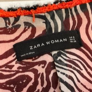 Elegant Red Tweed Zara Cardigan / Jacket with inner Zebra print - Size S
